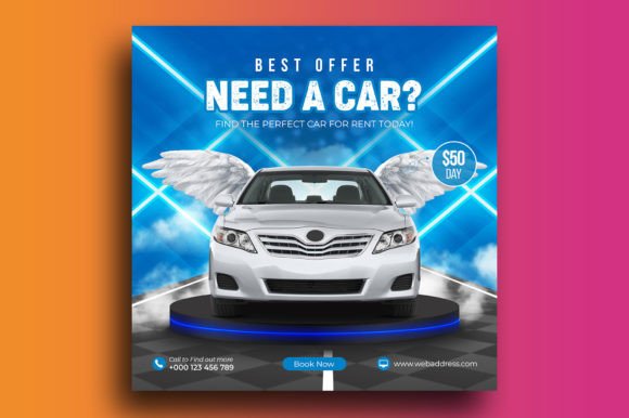 Drive More Bookings: A Car Rental Promotion Social Media Post Template