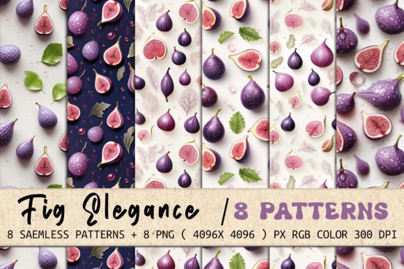 Fig Elegance 8 Seamless Patterns: A Designer's Toolkit for Modern Branding