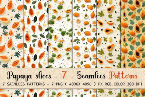Fresh Papaya Slices Seamless Patterns for Vibrant Design