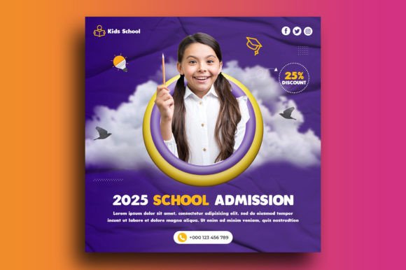 Kids School Education Admission Social M: A Clean Template for Busy Creators