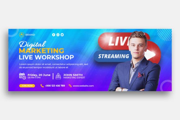 Live Streaming Workshop Facebook Cover Template